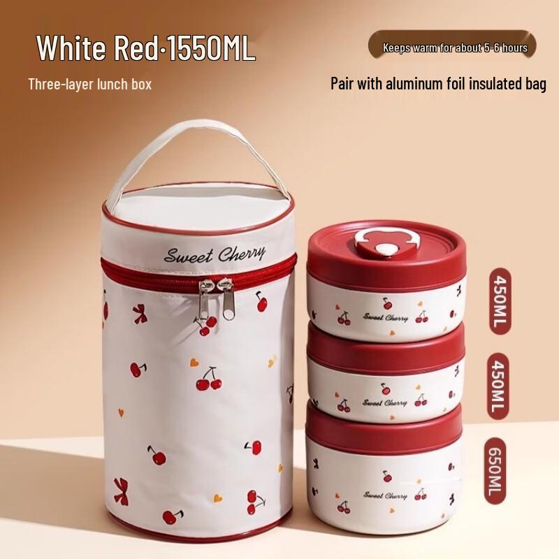 ZISIZ Microwaveable 3-Layer Thermal Bento Lunch Box