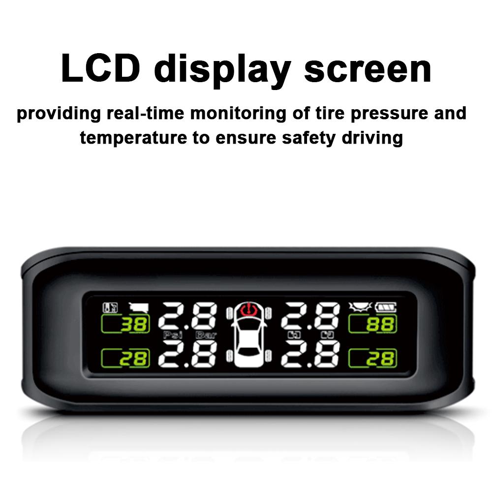 Solar Tire Pressure Detector Car Wireless Tire Pressure Monitor Monitoring System Waterproof with 4