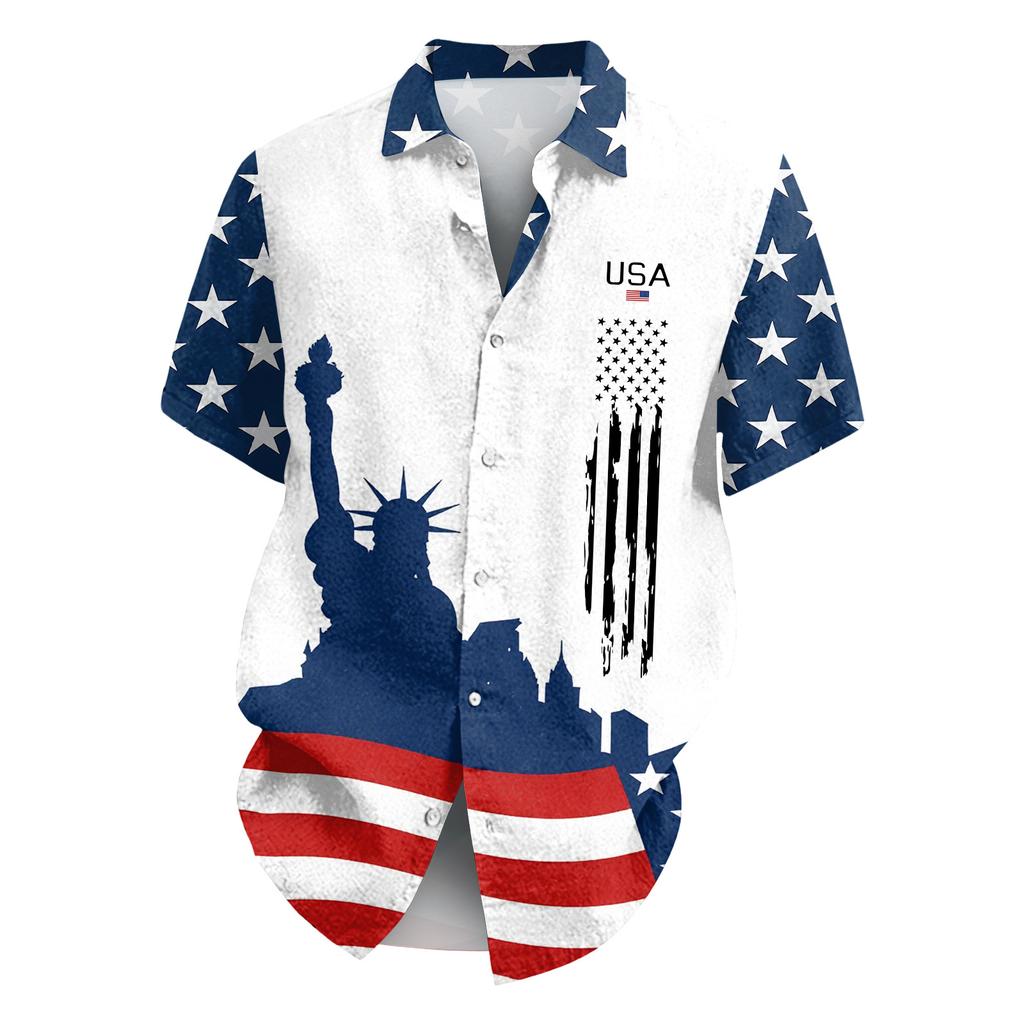 Camisa Masculina Casual de Manga Curta com Gola