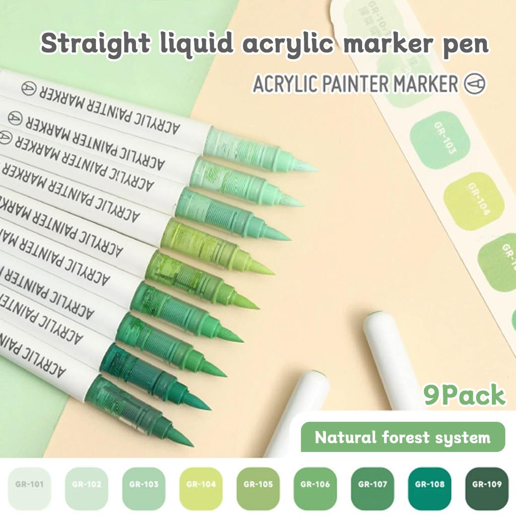 9pcs/box Acrylic Soft-head Marker Pen Art Painting Can Stack Colors Watercolor Pen Set School Student Stationery Supplies