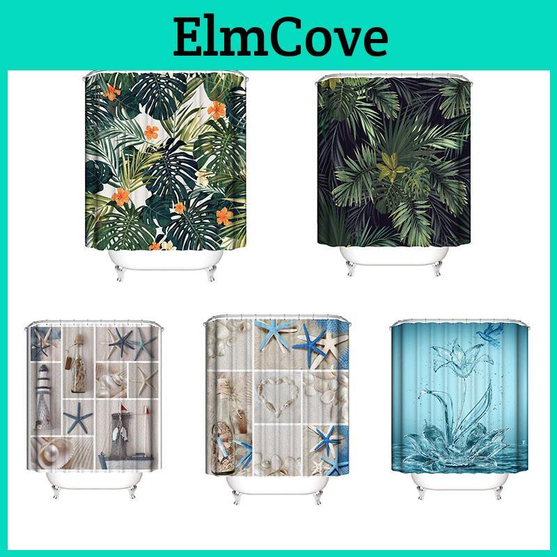 Elegant Flower Bird Water Polyester Shower Curtain For Stylish Bathroom Decor