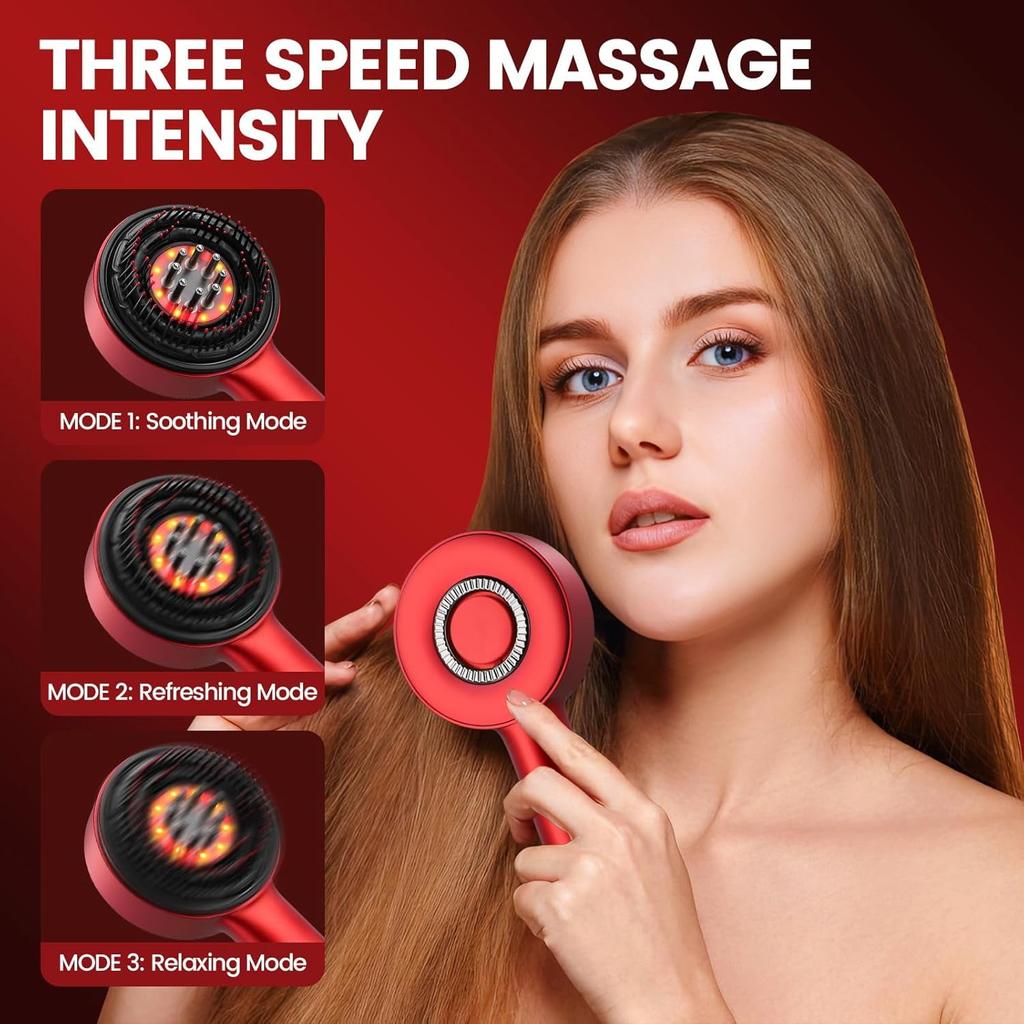 Scalp Massaging Brush,3 in 1 Electric Hair Massager with IPX7 Waterproof,Cordless Red Light Hair Massager,Scalp Massage Comb,Hair Oil Applicator