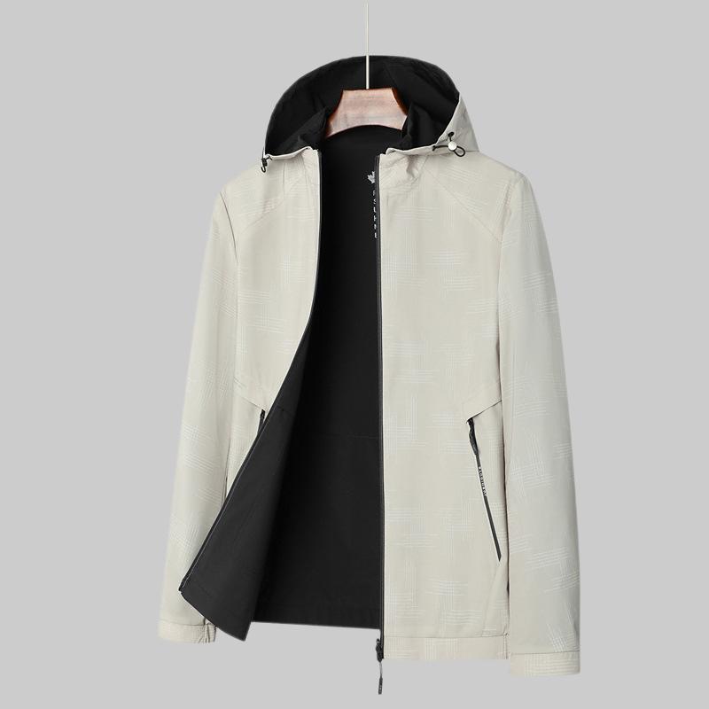 

Весна и осень Новая мужская куртка Двусторонняя двухсторонняя одежда для среднего и молодого возраста Деловая повседневная куртка с капюшоном Куртка Шапка съемная 195 бежевый