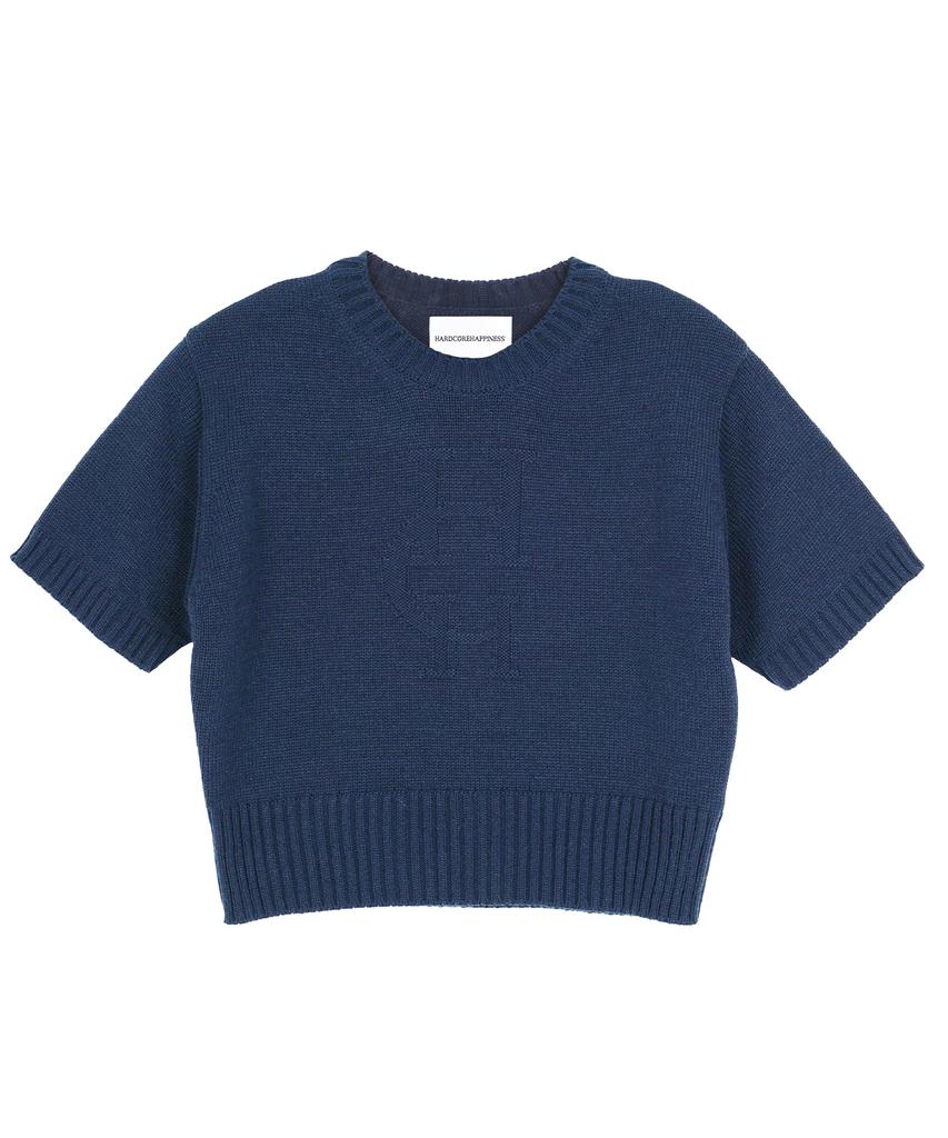 HARDCORE HAPPINESS Moonlight Logo Round Neck Knit_Navy