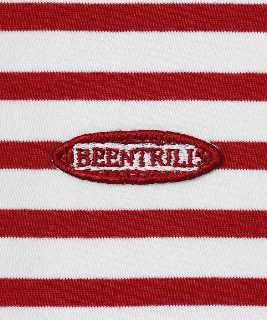 BEENTRILL Ovales Wappen Gestreiftes T-Shirt (rot)