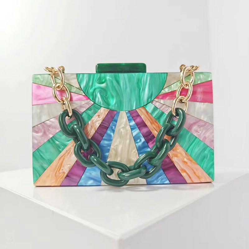 Wallets For Women Handbags Trends Shell Patchwork Clutch Purse Promotion Acrylic Evening Bag Shoulder Crossbody Wedding Banquet