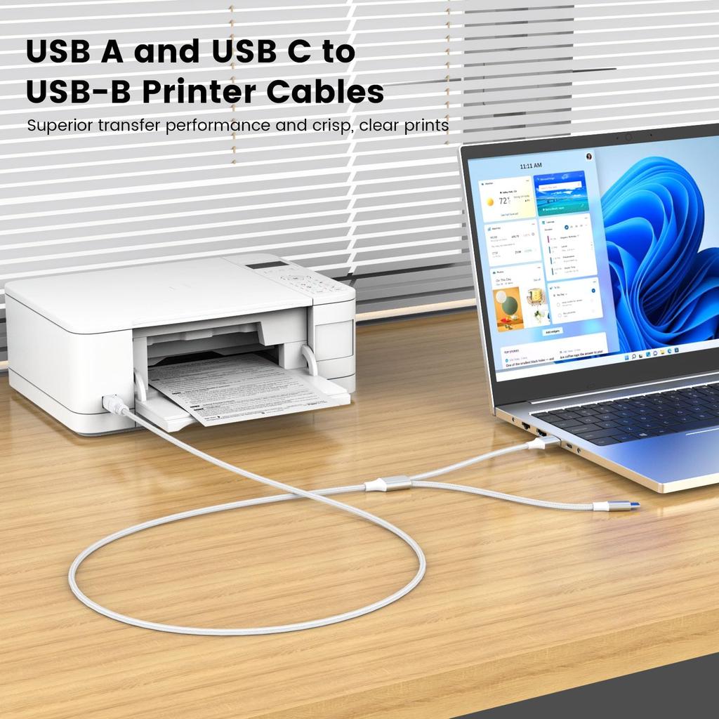MOSWAG 2 in 1 USB Printer Cable USB C to MIDI Cable Printer USB MIDI Cable USB C to USB B MIDI Compatible Musical Siren USB 32.8FT/10M Cable, Cable,