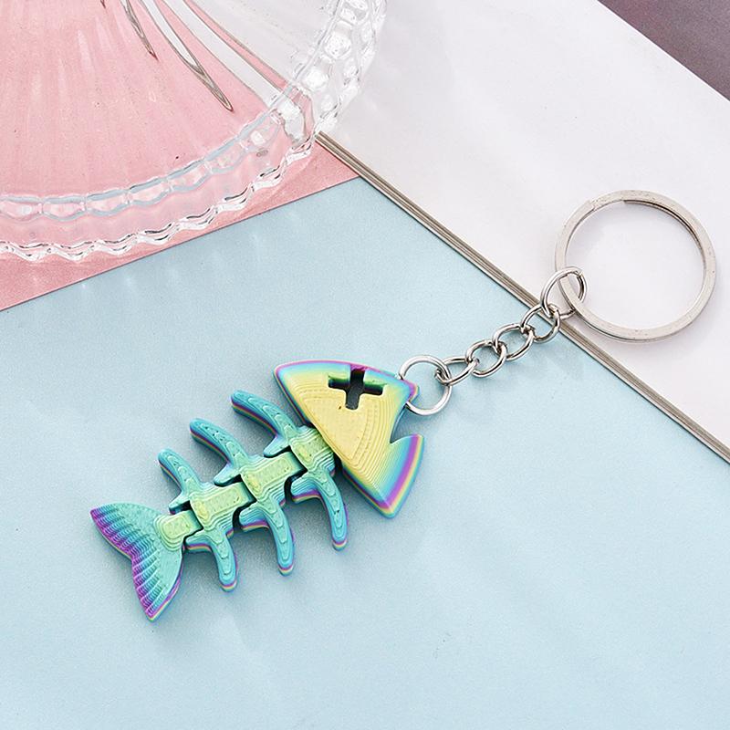Creative Realistic 3D Printed Gradient Color Shark Keychain Pendant Lightweight Backpack Decoration Accessories Kids Toys Gifts