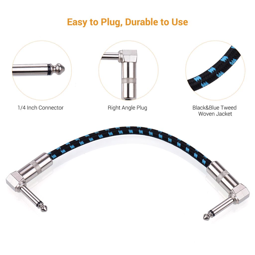 Ggiant AC-18-3 Guitar Pedal Patch Cables 6 Inch Length Coxial Cable Pure Copper   Shielding with