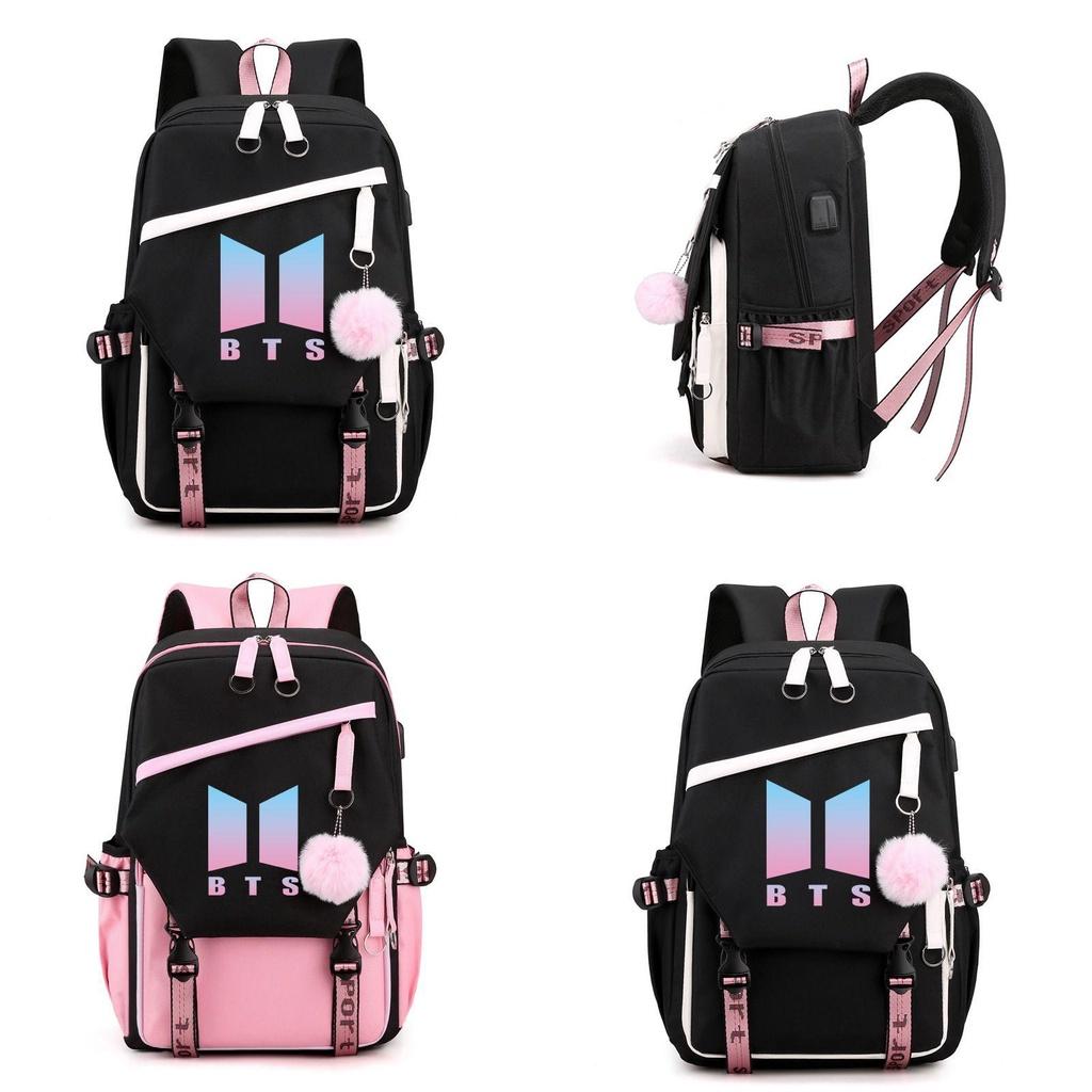 Bts Large Capacity Waterproof Backpack For Travel And School Usb Charging Included