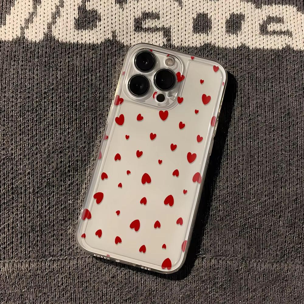 Luminous Love Print Clear Phone Case for iPhone 17 Pro Max 16 15 Pro 14 13 12 11 XR 17Air 16 Plus Silicone Cover
