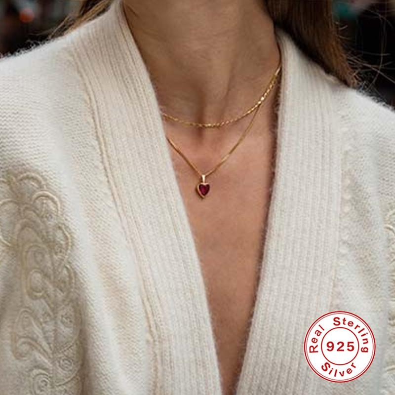 S925 Sterling Silver Wind Best Selling Sparkling Topaz Love Shaped Pendant Necklace Please Gift