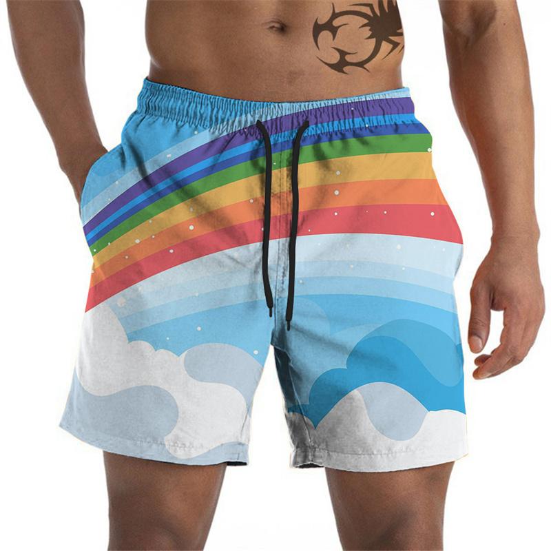 Artistic Pigments Graphic Beach Shorts For Men Colorful Printed Board Shorts Summer Short Pants Loose Swim Trunks