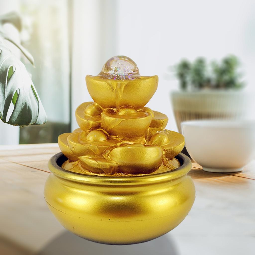 Resin Feng Shui Money Tree Statue Golden Wealth Tree Ornament Gifts for Housewarming Opening Ceremony