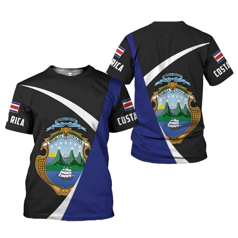 2024 New Costa Rica Flag Graphic 3D Print T-shirt Costa Rica National Emblem Men's Tops  National Day Gifts Personalized Tee