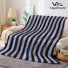 Contrasting Brown & Blue Stripes Flannel Blanket Warm Soft Halloween Christmas Couch Warm Cozy Decorative Decor For All Season