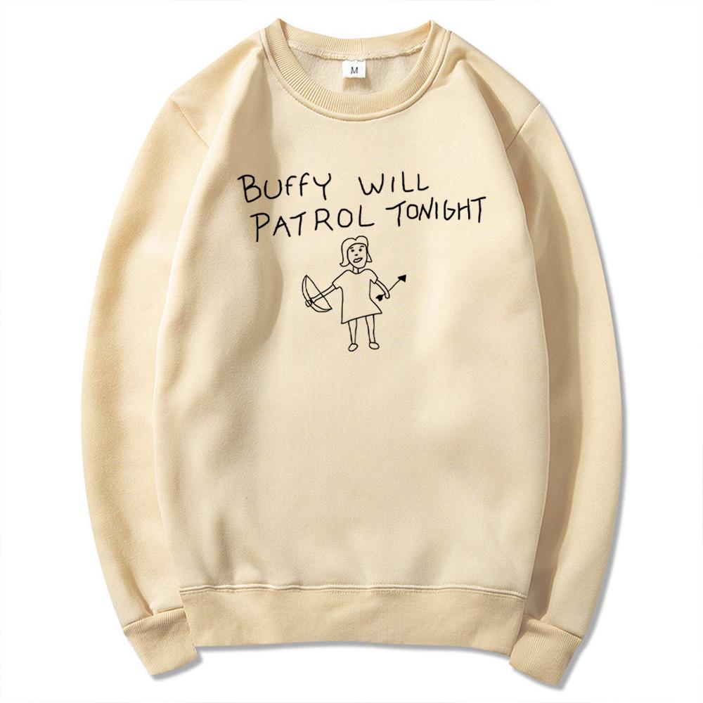 Bluza Buffy Will Patrol Tonight Koszulka Buffy Sweter Liceum Sunnydale Pulower Wampir Unisex Bluzy z Długim Rękawem