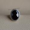 Oval Faceted Black Onyx Ring: Handmade 925 Sterling Silver, December Birthstone