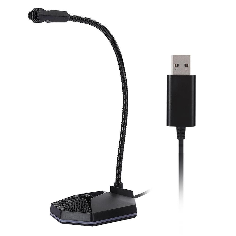 Computer Microphone RGB USB Bendable 360 Degree Omnidirectionnel Drive Free PC Desktop Mike