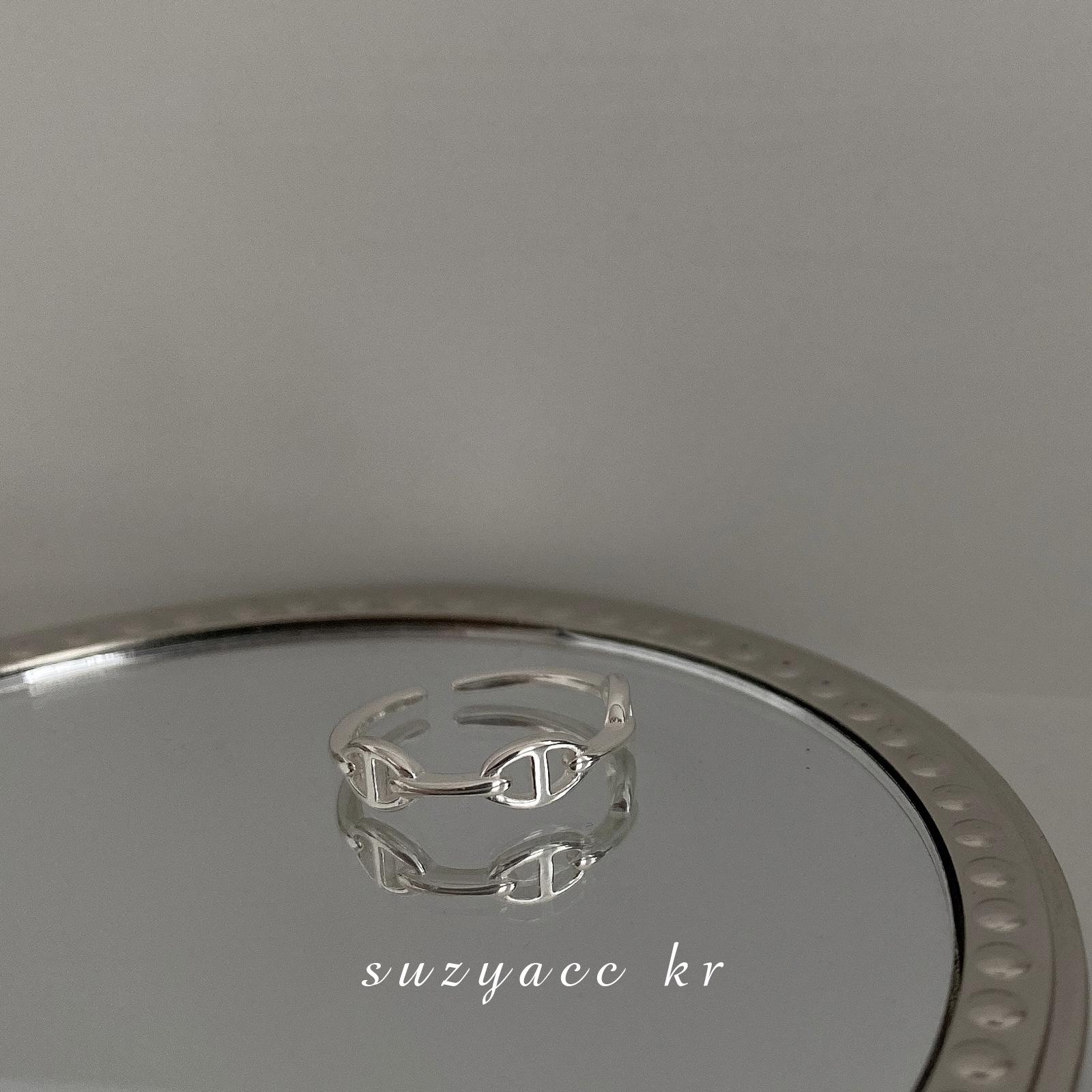 S925 Sterling Silver Pig Nose Chain Adjustable Ring - Women s Fashionable, Cool Style Adjustable