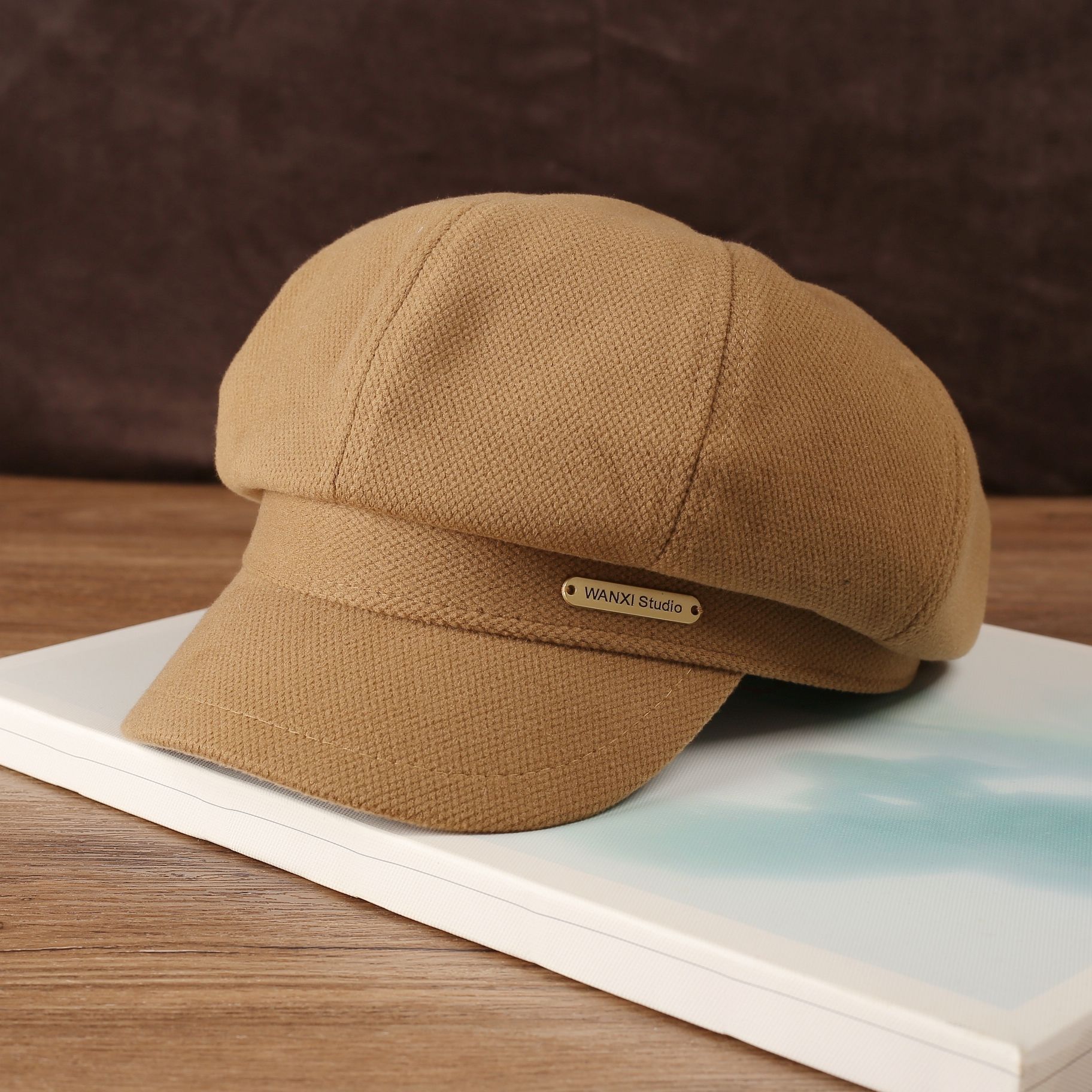 

Женские шляпы Корейская версия Восьмиугольная шляпа Бутон Модная и повседневная Шляпа газетчика Тыква Клетчатый берет Осень и зима Шляпа художника one size