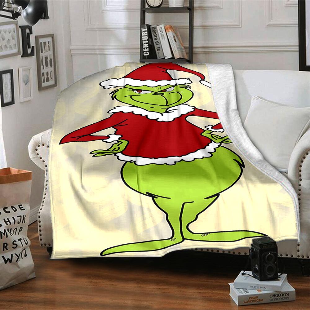 Grinch Christmas Hat Vector Blanket Soft Throw Blanket For Home Bedroom Bed Sofa Travel Office Solid Christmas Blanket