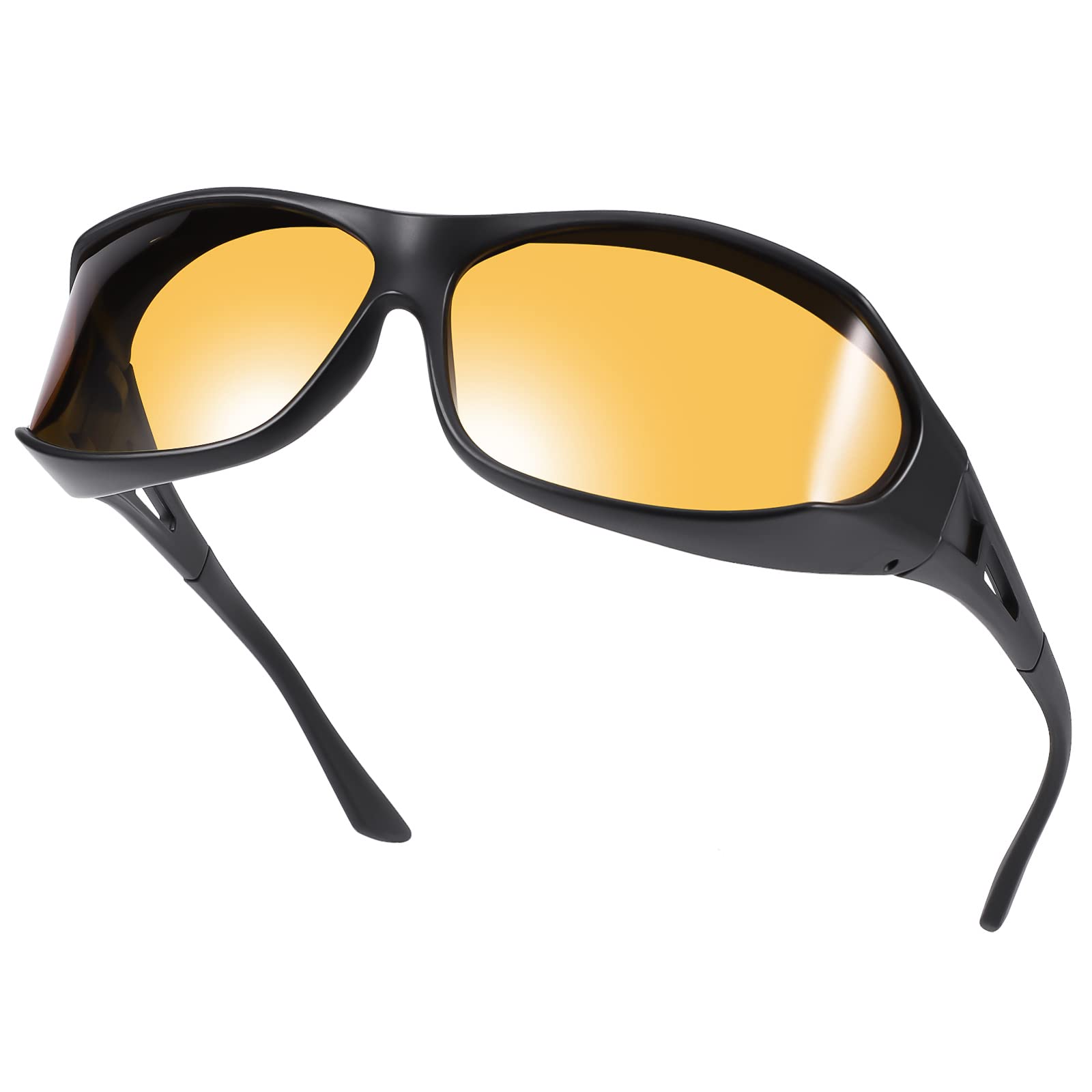 [TINHAO] Night Vision Sunglasses, Night Driving Sunglasses, Night Glasses, Over-Glasses, Yellow Lenses, Lightweight, for Night Fishing, Night