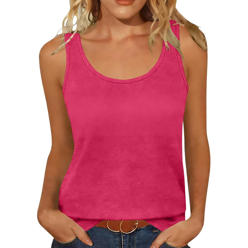 Women's Casual Tunic Tops To Wear With Leggings Sleeveless Summer Color Shirts Tanks Blouses