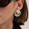 Salircon 2026 New Fashion Vintage Round Geometry Stud Earring Women Stainless Steel Gold Color Waterproof Jewelry Accessories