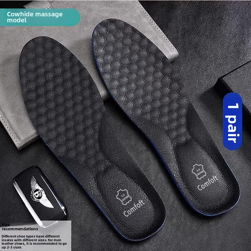 

Стельки из натуральной кожи для мужчин и женщин, дышащие, впитывающие пот, дезодорирующие, мягкие вставки для кроссовок, ботинок и повседневной обуви 39-40 чёрный