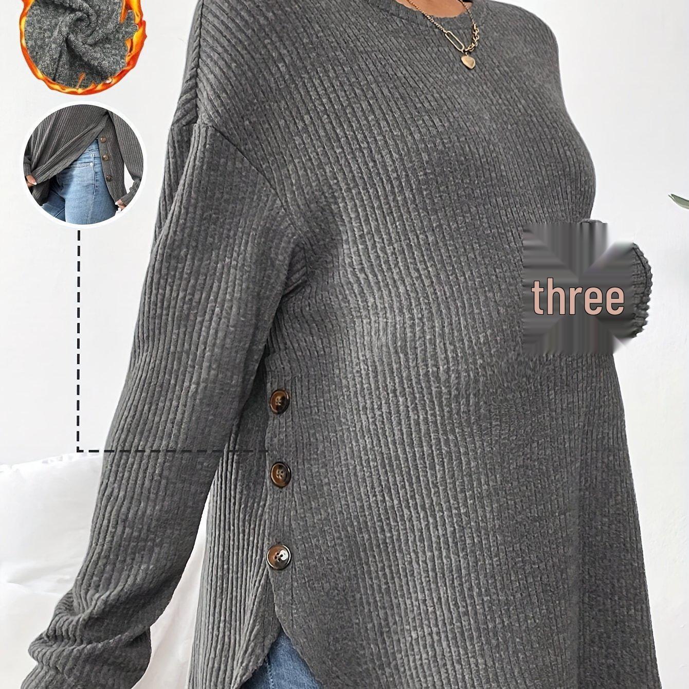 

A70378 Long Sleeve Crew Neck Maternity Sweater - New European Style M темно-сірий