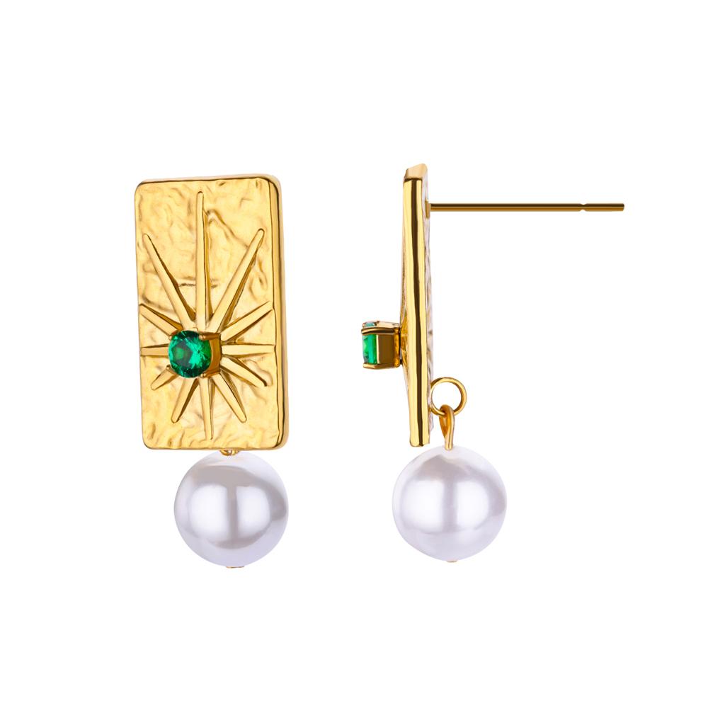 

Zircon Imitation Pearl Square Star Earrings For Women Stainless Steel Geometric Stars Earring Wedding Christmas Jewelry Gift