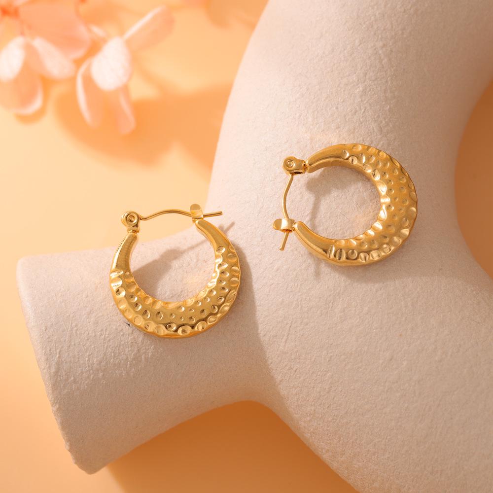 Geometric Irregular Oil Drop Earrings: Stainless Steel & Titanium Fashion Ear Hoops