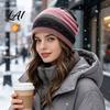 Vielseitiger Lässiger Haargummi Damen Geometrischer Druck Slouchy Hut Lässig Weich Dehnbar Totenkopfhut für Damen Mütze Warm Krebs Chemo Kopfbedeckung Outdoor