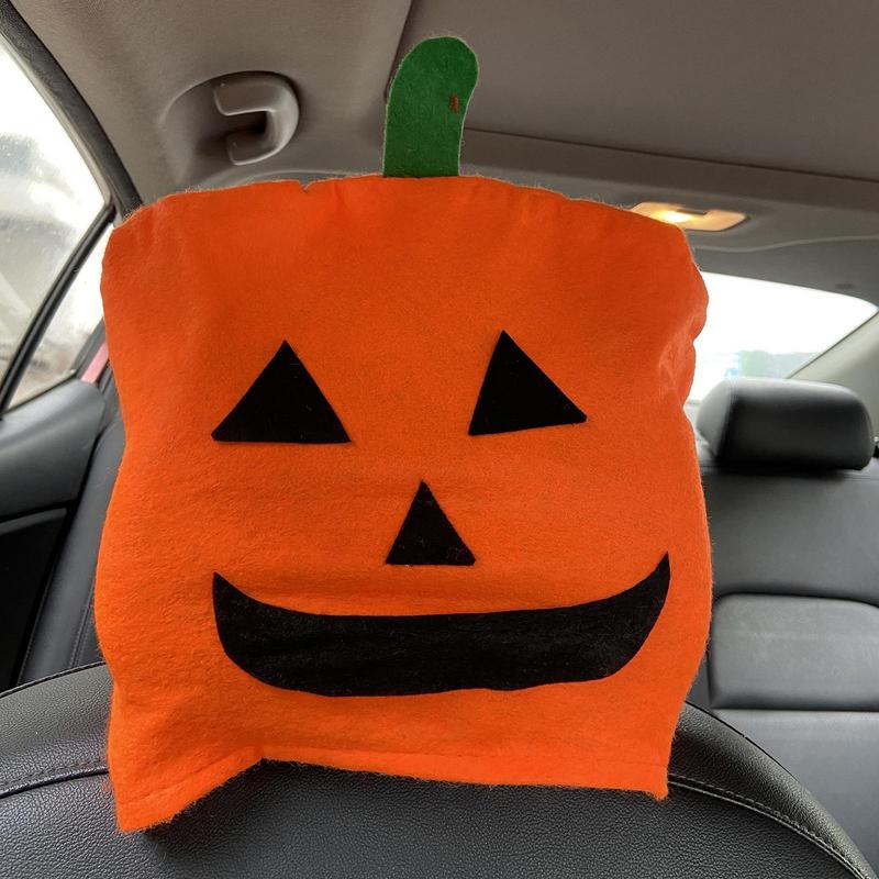 Capas para encosto de cabeça de carro de Halloween 12 peças Capa para encosto de cabeça de carro com rosto de fantasma de abóbora Protetor de encosto de cabeça fofo de Halloween Assento de carro de Halloween