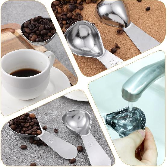 2 Pcs 2 Tbsp Scoop, Stainless Steel 2 Tablespoon Capacity, 30ml Short-Handled Coffee Scoop for Ground Coffees Fits ide Canisters