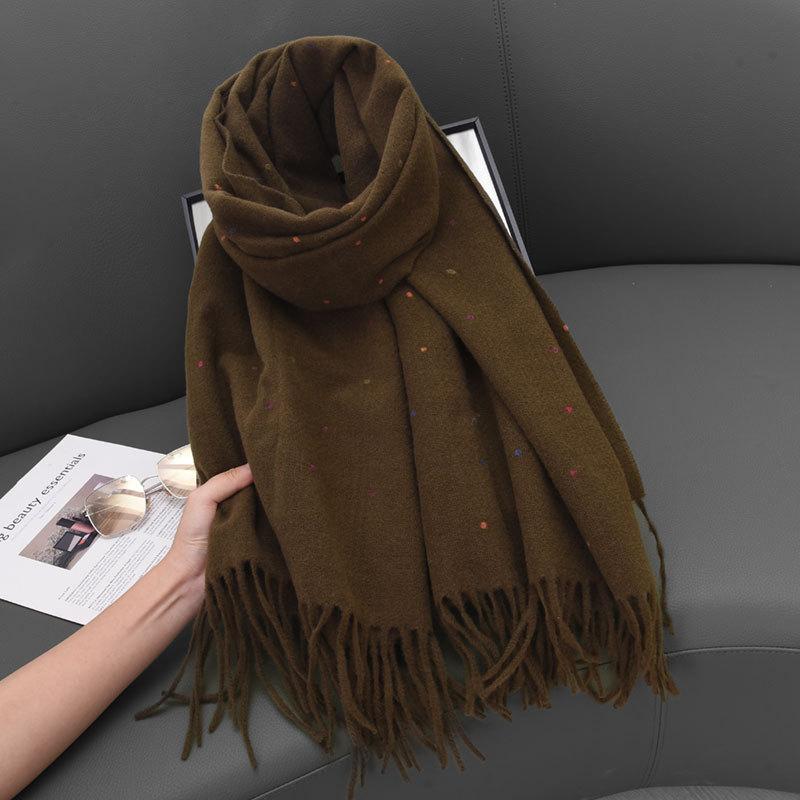 Maillard monochrome dotted scarf women's autumn and winter new warm thickened scarf student versatile shawl