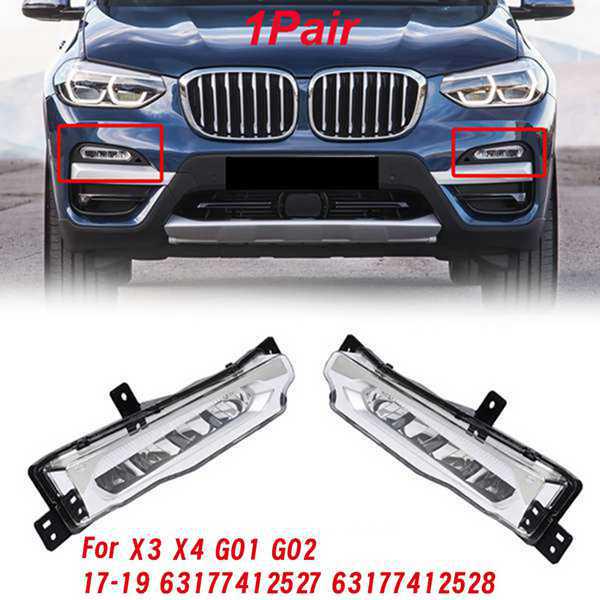 Compatible Right Front LED Daytime Running/Fog Light for 17-19 BMW X3/X4 (Part No. 63177412528)