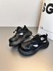 Cowhide version~ thick-soled heightening dad shoes for women 2025 new hollow and breathable one-pedal spring and summer sports shoes for women