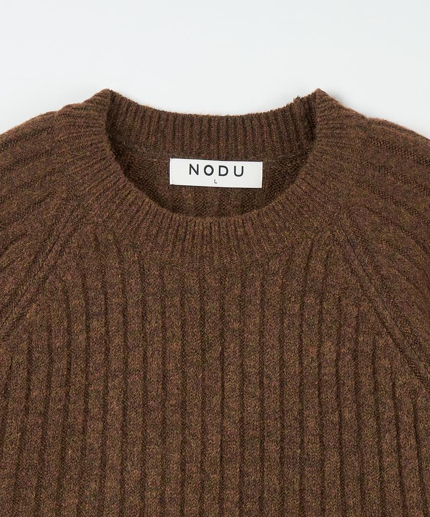 NODU Ribbed Raglan Diagonal Knit [Brown]