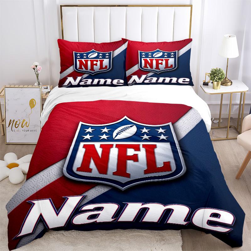 Personalized Nfl Team Soft Bedding 3 Piece Set HD Print Duvet Cover Pillowcases for Teens Adult Bedroom Decoration Christmas Gift C10397