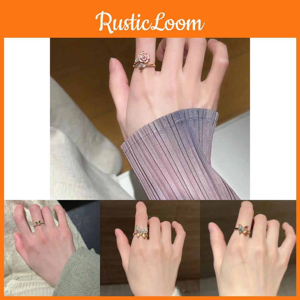 Enamel Colorful Butterfly Ring For Women Adjustable Open Design Unique And Jewelry Chic