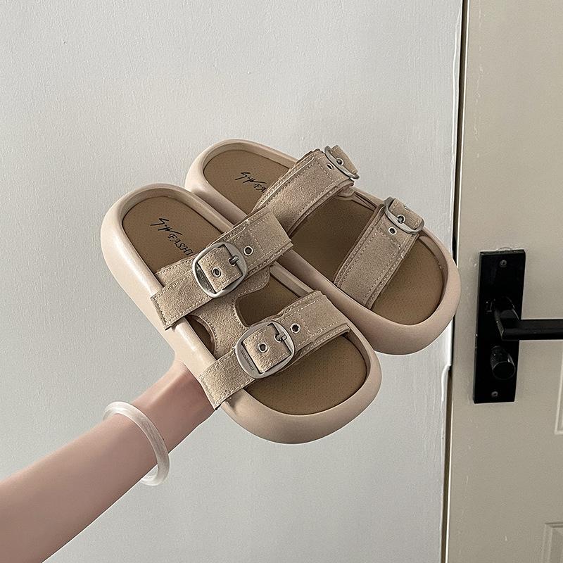 

Thick-soled slippers women s summer fashion outer wear new non-slip Korean version half-drag fairy style casual soft flat-bottomed cool slippers 40