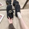 Winter velvet inner height increase Muller cotton shoes women's new one pedal two wear thermal cotton shoes bag and confinement shoes