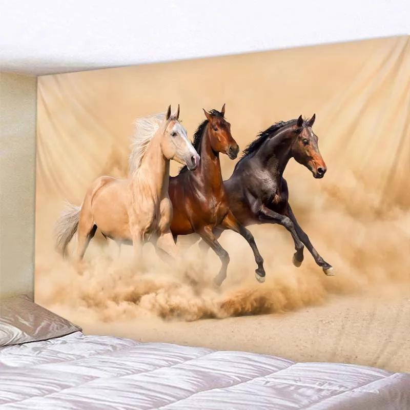 VIKAMA Mandala Tapestry 3D Horse Visual Illusion Large Geometric Wall Hanging Bohemian Hippie Home Art Decor for Bedroom