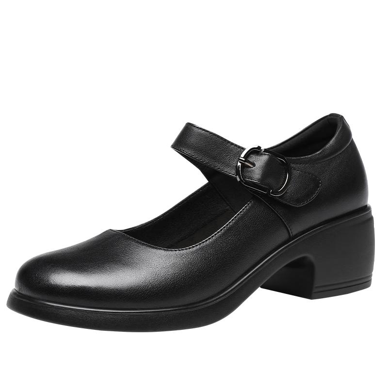 Red Dragonfly Women's Retro Mary Jane Chunky Heel Flats