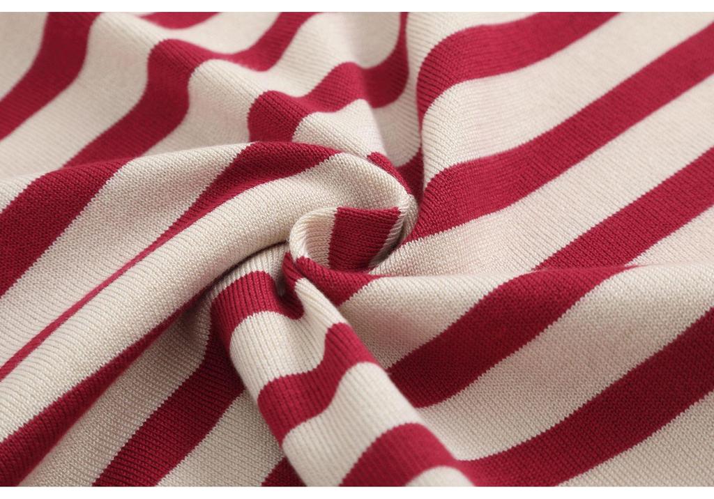 2025 Spring Plus Size Women's Striped Knit Cardigan - Simple, Round Neck, Korean Style, Slimming, Age-Reducing Sweater for 220 jin
