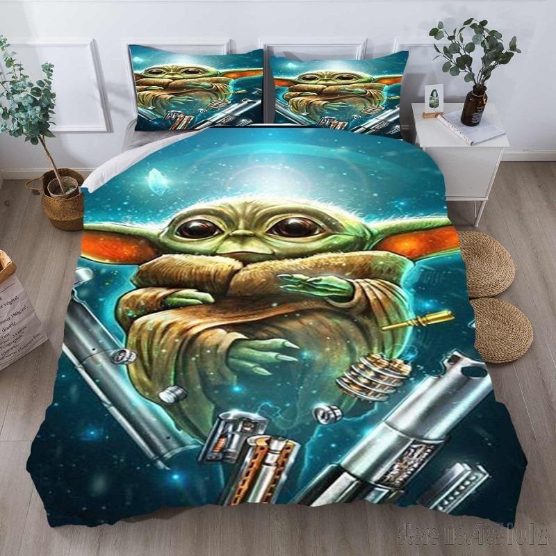Bedding Set Anime Yoda Baby Double Twin Full Queen King Kids Bedclothes Duvet Cover Pillowcase Decoration Christmas Gifts