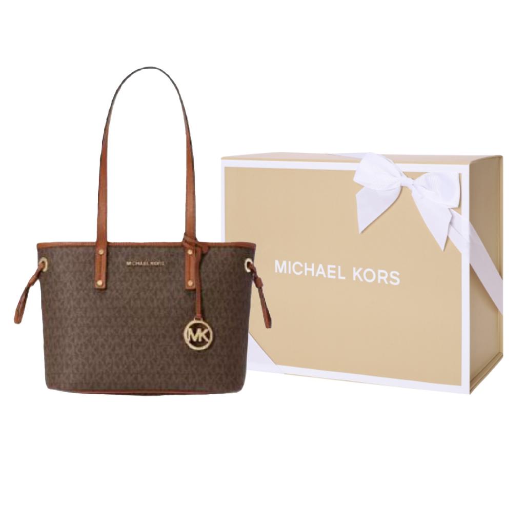 Michael Kors Jet Set Travel Monogram Drawstring Tote Bag Women tote Dark-Brown 35T9GTVT1V-200