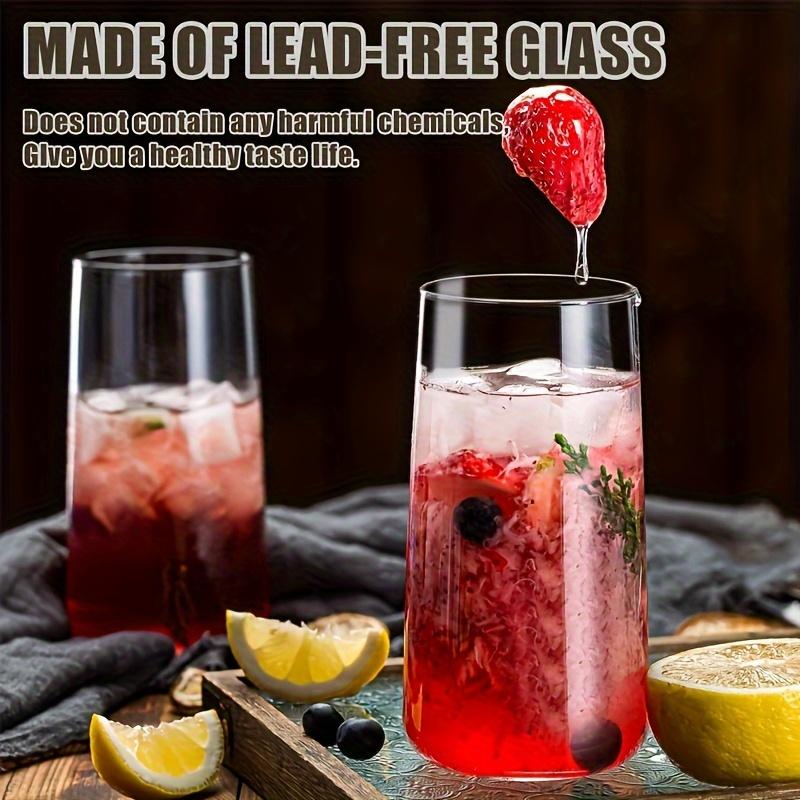 6PCS Highball Glass Whiskey Coffee Cup With Straw 15.5 Oz Juice Drinking Glasses Suitable For Cocktail Beer Glass Drinkware Set